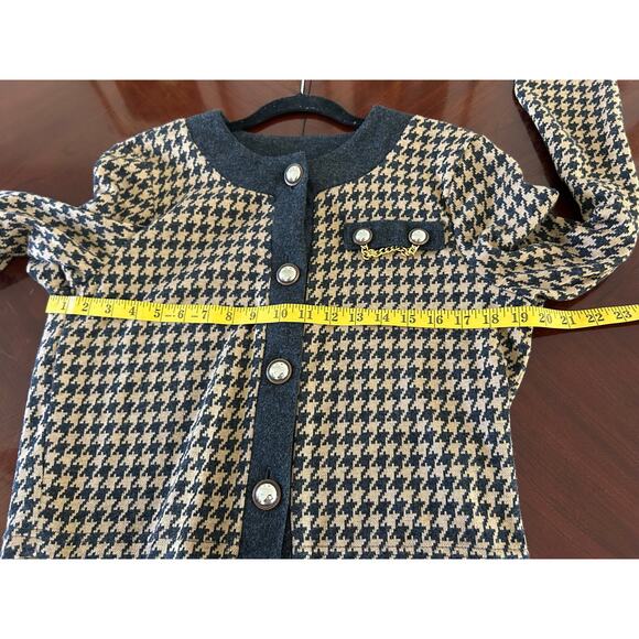 Y2K 90s academia houndstooth print formal office siren corpcore blazer buttons M - Picture 7 of 8